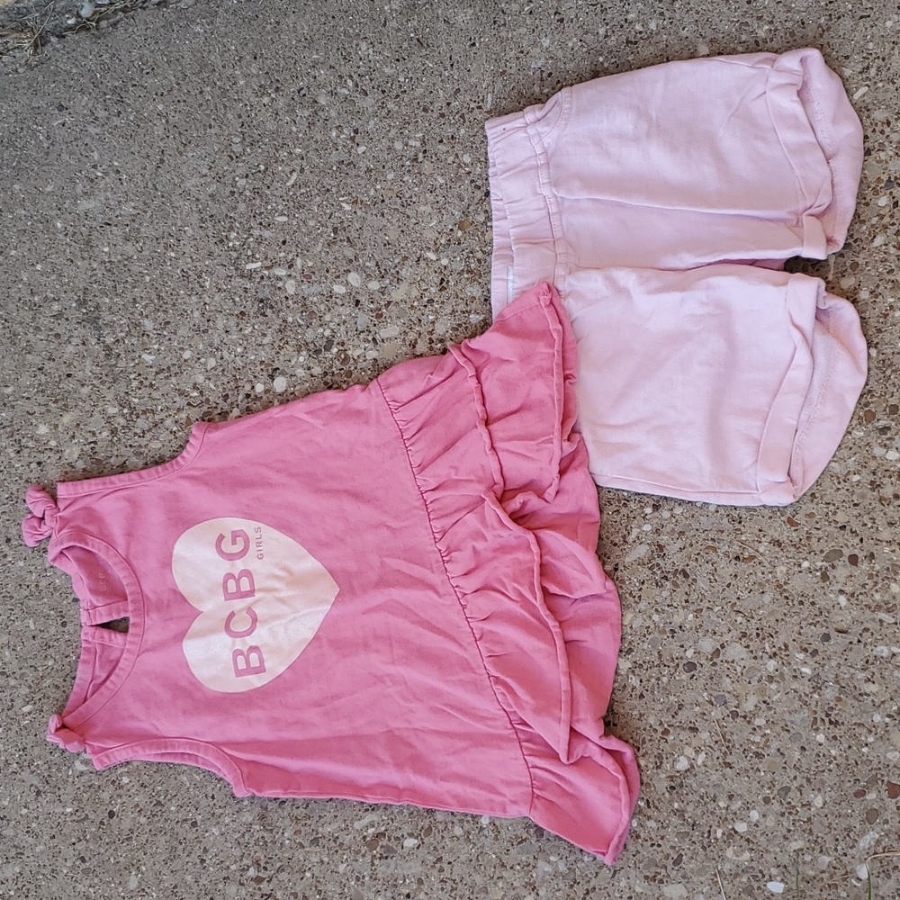 BCBGirls Pink Sleeveless Summer Set Shorts Heart Girls 6